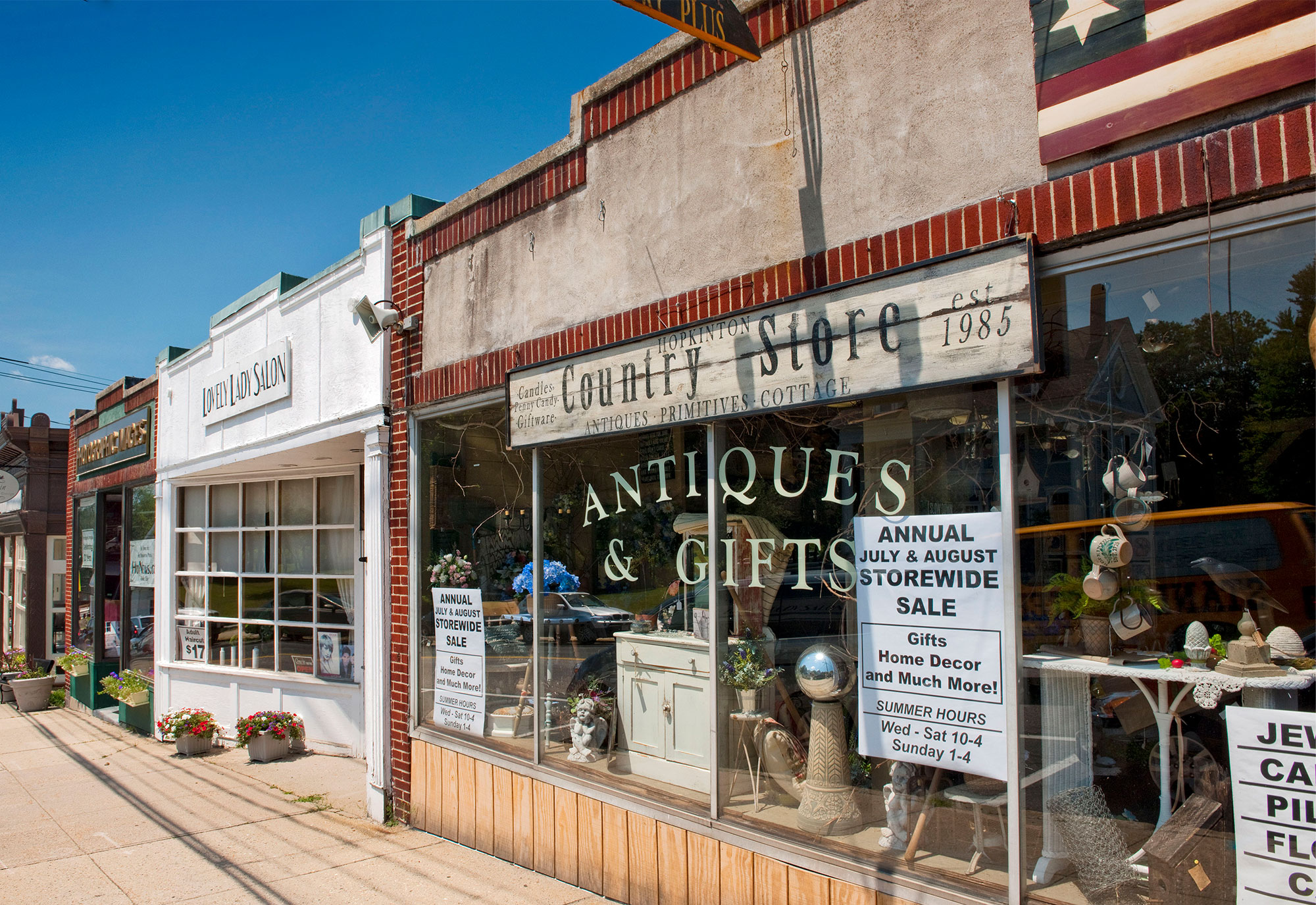 Antique storefront on downtown sidewalk
